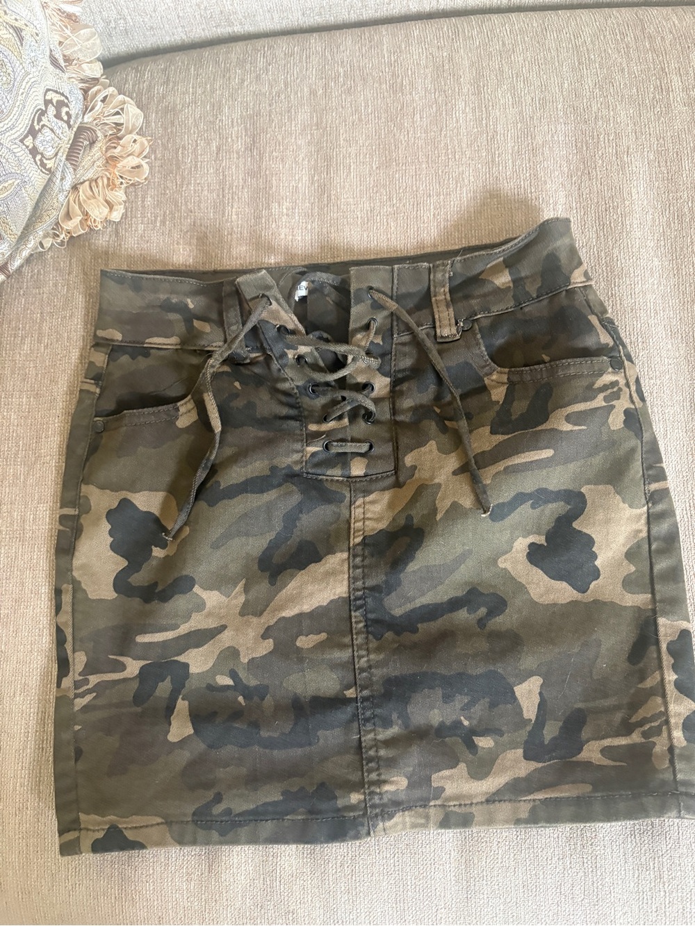 Camo Lace-Up Mini Skirt - Green Camo
Y2K